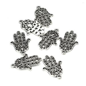 Charms 10st/Lot Vintage Hamsa Palm Fatima Pendant för smycken DIY som gör handgjorda handtillbehör