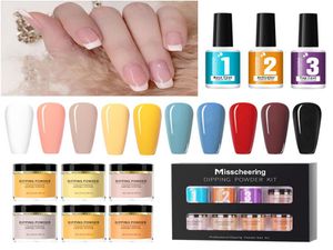 6 ColorsSet Suit Package Dipping Powder Kit Nail Art Glitter ingen bakning Ljus fransk tips och vit8205451