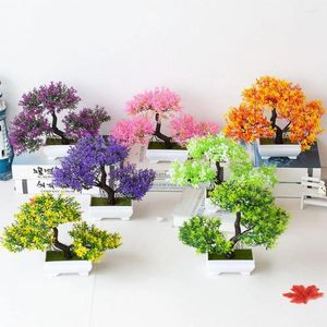 Dekorativa blommor 1 st konstgjorda blommor tallsträd växt simulerade krukväxter mini bonsai potten pograf prop bröllop heminredning