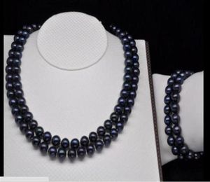 2 rad 89mm Tahitian Black South Sea Pearl Necklace Bracet273y5198794
