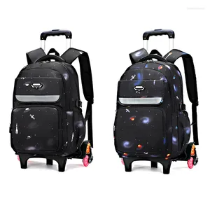 School Bags Kid's Bag With Wheels Rolling Backpack For Boy Wheeled 6 Trolley Bookbag Carry On Luggage