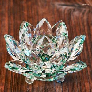 Figurine decorative Crystal Glass Lotus Flower Candle Holder Feng Shui Colonne di nozze Candelabrate Centrotavola per arredamento per la casa Ciotola