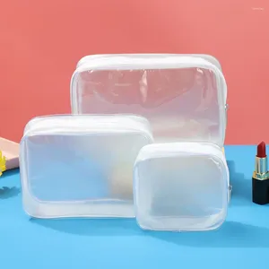 Förvaringspåsar transparent PVC researrangör Clear Makeup Bag Kosskinn kosmetisk skönhet fall toalettartiklar smink påse tvätt