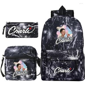 Backpack Fashion Charli Damelio Backpacks 3 Pcs/set School Girls Boys Bookbags Teens Rucksack Women's Canvas Mochilas