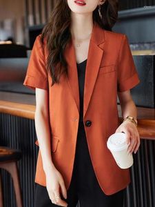 女性のスーツ女性カジュアル半袖スーツジャケットトップファッション服ベーシックストリートウェアオフィスブレザーコートレディースサマー
