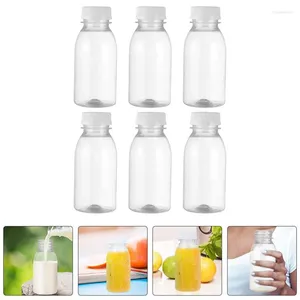Garrafas de água 6pcs 250 ml de leite pequeno suco de bebida portátil portátil à prova de vazamento garrafa de plástico vazia