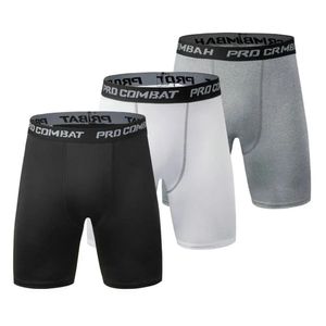 Manlig fitness QuickDrying Tight Shorts Elastic Compression Leggings Training Pants Män som kör svart grå plus storlek 3XL 240423