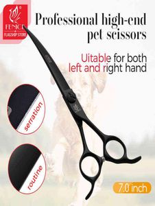 Fenice professional 7 inch curved cutting scissors blade with saw Teddy pet scissors for dog grooming shears makas tijeras 2201106029214