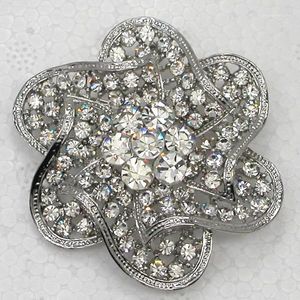 Brooches 60pcs/lot Mixed Color (Can Notes Color) Wholesale Fashion Brooch Rhinestone Bridal Wedding Flower Pin C102091