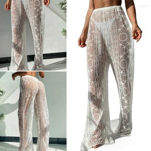 Pantaloni da donna Donne Donne Sheer Lace Pant Vedi attraverso il costume da bagno inferiore copre la spiaggia larga