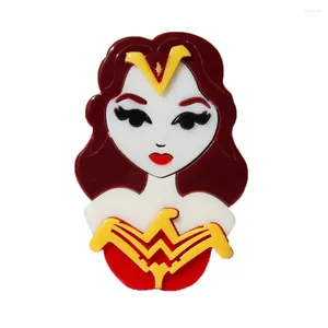 Brooches Cute Lady Soldier Acrylic Pins For Women 2024 Trend Cartoon Movie Girl Figure Badges Brooch Jewelry Costume Accessories