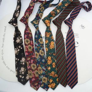 Bow Ties 6CM Width Floral Neckties For Men Cotton Striped Neck Shirt Dress Accessories Young Girls Boy Daily Neckwear Soft Cravate