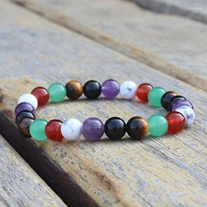 Strand Natural Eyes Tiger Eyes Amethyst Red Agate White Howlite Obsidian for Uomini Donne Regali di amanti del braccialetto di cristallo