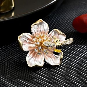 ブローチのファッションと豪華な高級ピンクの牡丹梅の花brooch broch bee heedle針ジャケットギフトウェディングジュエリー服