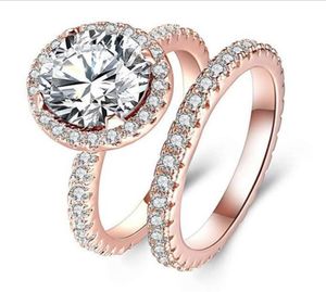 Couple Rings 2PCS Top Sell Luxury Jewelry 925 Sterling Silver Round Cut Large White Topaz CZ Diamond SONA Women Wedding Bridal Rin7650877