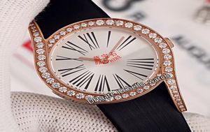 Дешевая новая заглядка Гала G0A40261WHITE DIAL Swiss Quartz Women Watch Watch Rose Gold Корпус Алмаз Безфир Кожаный ремешок Lday WAT5359564