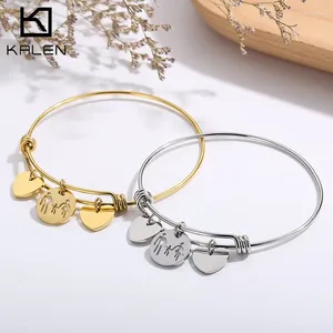 Bangle Silver Color Charm Bangles Ajuste Bracelets Pingentes de Crianças Pais para Mulheres Menina Jóia de Jóias Oferta Especial de Jóias