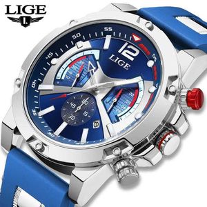 Armbandsur Lige Chronograph Luxury For Man Military Sport Men Quartz Es Waterproof Luminous Date Wrist Male Clock Reloj+Box D240430