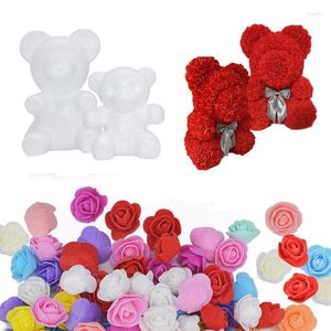 Dekoratif Çiçekler 50 PCS/SET Yapay Gül Kafası Kiti El Yapımı Diy Çelenk Sevgililer Günü Düğün Dekorları 3.5cm Mini PE Köpük Çiçeği