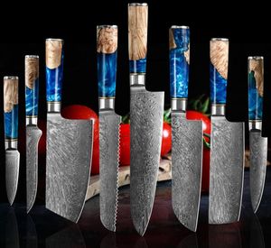 Шеф -повар нож Damascus Steel 67 Layer VG10 Профессиональный японский нож Srup Creaver нарезал Kiritsuke Gyuto Kitchen Cooking Knifeskn7869395