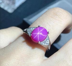 Cluster Rings Star Ruby Ring Line Beautiful Lady 925 Silver Special Promotion235753