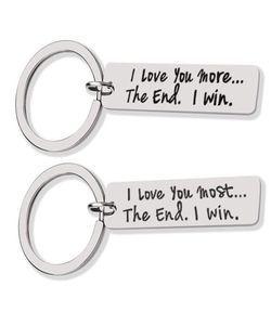 Custom Couple Jewelry Keychain I LOVE YOU MORE THE END I WIN Stainless Steel Charm Keyring Valentines Day Gift Husband Wife Gift2777649