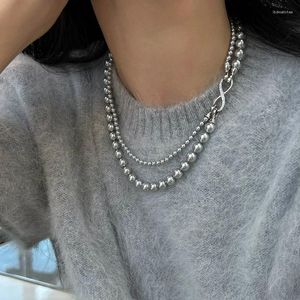 Hänghalsband 2024 Ankomst Koreansk vintage imitation Pearl Zircon Digital Clavicle Chain Halsband Fashion Elegant smycken Tillbehör