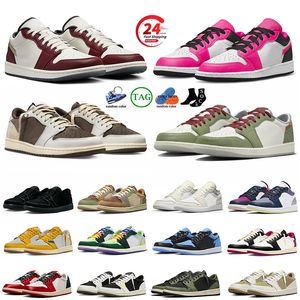 2024 quality top 1s basketball shoes classic jump 1 men trainers black phantom bred toe reverse mocha unc fragment olive womens og low sneakers jogging 36-47