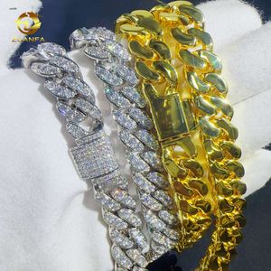 Projektant biżuterii 13mm mężczyzn kobiety Hip Hop Aaaaa+ Cuubic Zirconia Cuban Link łańcuch lodowy 1Row Diamentowy naszyjnik biżuteria