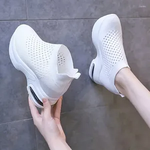 Sapatos casuais Sneakers plataforma feminina salto branca salto
