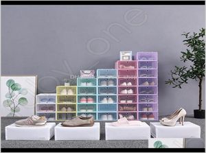BINS Organizacja gospodynia Grutuje przezroczystą plastikową odporność przezroczyste pudełka na buty Candy Kolor STAC6238443
