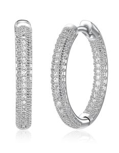 Silver av hög kvalitet silverpläterade hoopörhängen whtie cz smycken klassiska smycken snabb runda kvinnor örhänge6265752