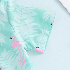 Set di abbigliamento per bambini per bambini outfit estivi flamingo wow tie down camicia hawaiane pantaloncini casual set da gentiluomo abiti da gentiluomo