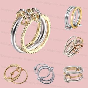 Ny lyx Hot Sale Ny designer Halley Gemini Band Rings Spinelli Kilcollin Brand Industrial Wind Jewelry Gold 925 Sterling Silver Multiple Ring Mother Day Gift