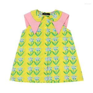 Girl Dresses Summer Baby's Girl's Dress's Vintage Garden Flower Short Maniche per bambini