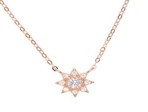 cz sun pendant necklace 100 925 sterlilng silver material simple mini pendant lovely cute girl women collarbone necklaces jewelry7070103