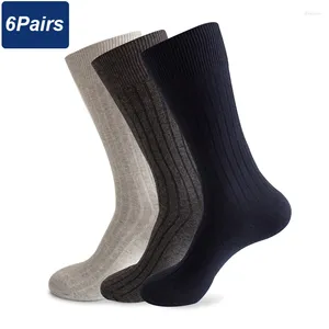 Erkek Çoraplar 6 Avanlar Sonbahar Kış Erkekler Büyük Boyut Orta Tüp Yüksek Kalite Rafine Sülfür Pamuk Şerit Rahat Kalın Sıcak