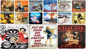 Girls Design Girl Plaque Metal Painting Vintage Tin Sign Up Up Strickers Shic Chic Stricker Retro Room Pub Bar Decorazione della parete 7541286