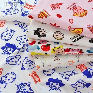 Fabric estilo japonês ilustração fofa hara hara algodão saia roupas roupas de criança desenho animado impresso por meio metro d240503