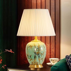 Table Lamps 40x61cm Simple Ceramic Copper Lamp For Bedroom Bedside Living Room Sofa Light Villa Study Desk