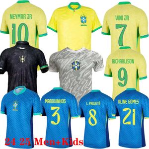 S piłka nożna 2023 22 Brazylia 2024 L.paqueta Neymar Vini Jr. 23 P.Coutinho Richarlison Football Shirt G. Jesus T.Sia Bruno G. Pele Casemiro Men Men Kids Sets Hirt Wo Kid et