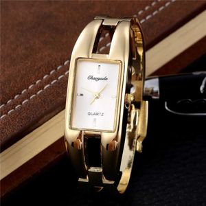 Zegarek luksusowa marka kobiet Bankle Es Fashion Gold ze stali nierdzewnej Kwarcowy nadgarstek Prosty elegancka damska bransoletka Montre femme D240430