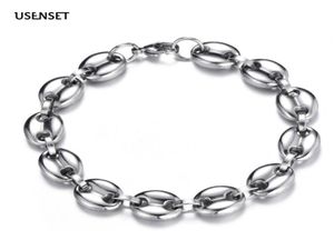 Brand New Men 11mm Wide Coffee Bean Bracelet 304 Stainless Steel Gold Silver Chain Bangle Glamour Jewelry M055108572