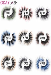 3D Natural Faux Mink Fake Colored Eyelashes soft Synthetic Halloween Party False Color Eye Lashes Costume Makeup6852600