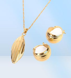 Äthiopischer Ohrring -Anhänger Set Joias Ouro 24K Gold gefülltes Schmuck Afrikanische Brautschmucksets3955324