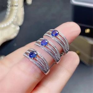 womens 925 silver inlaid natural sapphire ring exquisitely crafted simple and elegant design 240424