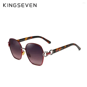 Solglasögon Kingseven Vintage UV400 Polariserade kvinnor Retro Design Gradient Butterfly Square Sun Glasses Eyewear Luxury