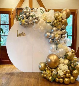 Decoração de festa 112pcs balões guirlanda arco kit cromo silver dourado confetti ballon wedding birthday decoração crianças chuveiro de bebê globo1303585