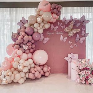 Macaron Butterfly Ballon Garland Arch Kit Geburtstag Party Dekor Kinder Babyparty Girl Latex Ballon Kette Hochzeitsbedarf 240427