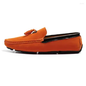 Casual Shoes 2024 Spring Autumn Elegant Flat Fashion Orange Men's Indoor Loafers Outdoor Commuter Work Free Delivery